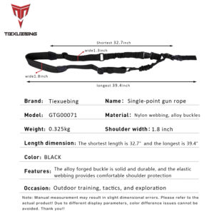 tiexuebing outdoor hunting single point tactical gun lanyard, nylon diagonal water gun tactical safety lanyard