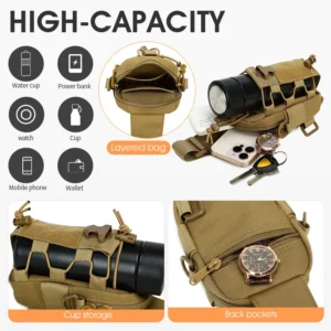 tiexuebing tactical sling front chest bag outdoor water bottle pouch hiking trekking phone crossbody climbing shoulder backpack fanny pack