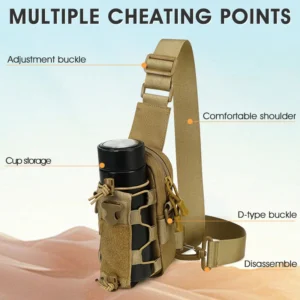 tiexuebing tactical sling front chest bag outdoor water bottle pouch hiking trekking phone crossbody climbing shoulder backpack fanny pack