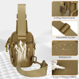 tiexuebing tactical sling front chest bag outdoor water bottle pouch hiking trekking phone crossbody climbing shoulder backpack fanny pack