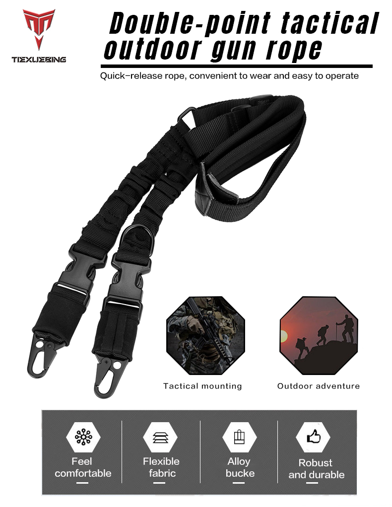 tiexuebing tactical gun sling two points rifle sling adjustable length multi mission strap for ar ak rifle universal qd sling outdoor