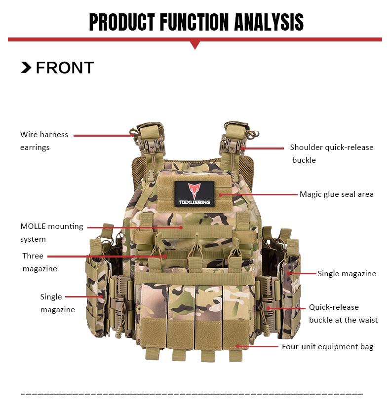 tiexuebing quick disassembly training vest detachable and expandable comfortable breathable airsoft plate carrier tactical vest