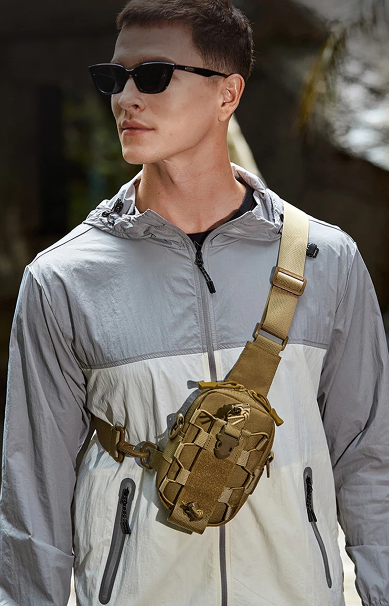 tiexuebing tactical sling front chest bag outdoor water bottle pouch hiking trekking phone crossbody climbing shoulder backpack fanny pack