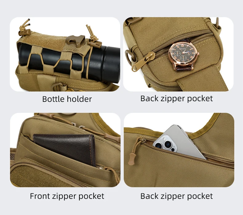tiexuebing tactical sling front chest bag outdoor water bottle pouch hiking trekking phone crossbody climbing shoulder backpack fanny pack