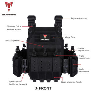 tiexuebing outdoor cs wear resistant and water resistant modular 6094 quick release molle plate carrier hunting tactical vests