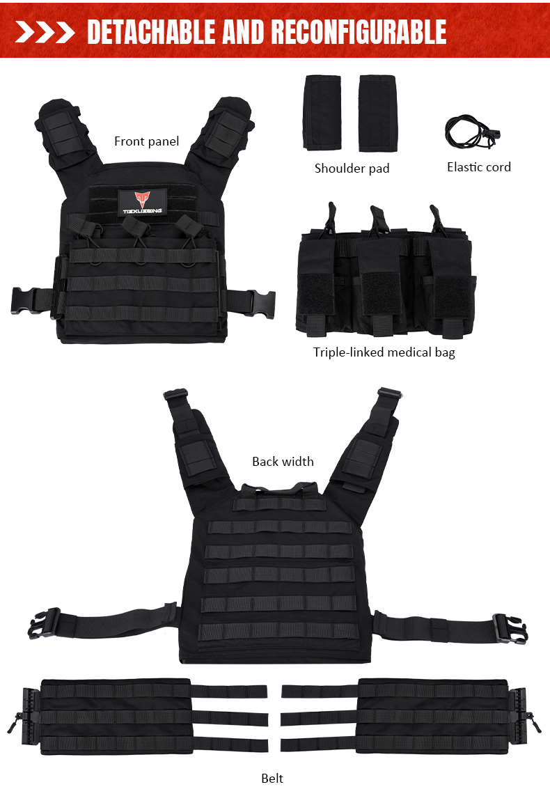 tiexuebing500d encrypted waterproof nylon modular molle quick release tactical vest bulletproof vest built in tactical vest