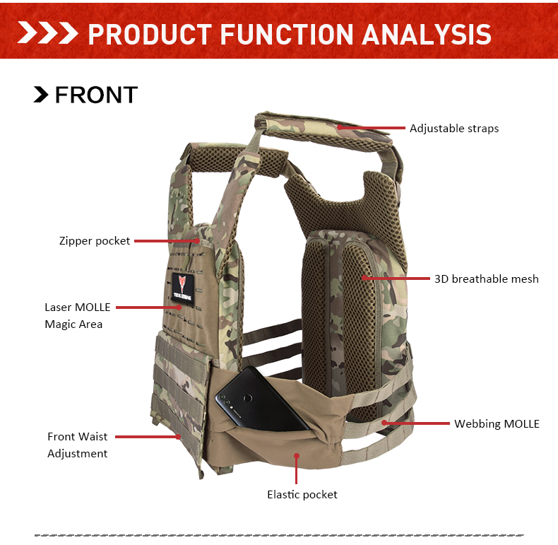 TIEXUEBING Outdoor Multi-functional Fitness Back Cover Weight-bearing Back Cover 500D Nylon UTX Buckles MOLLE System Arisoft Tactical Vest tiexuebing outdoor multi functional fitness back cover weight bearing back cover 500d nylon utx buckles molle system arisoft tactical vest
