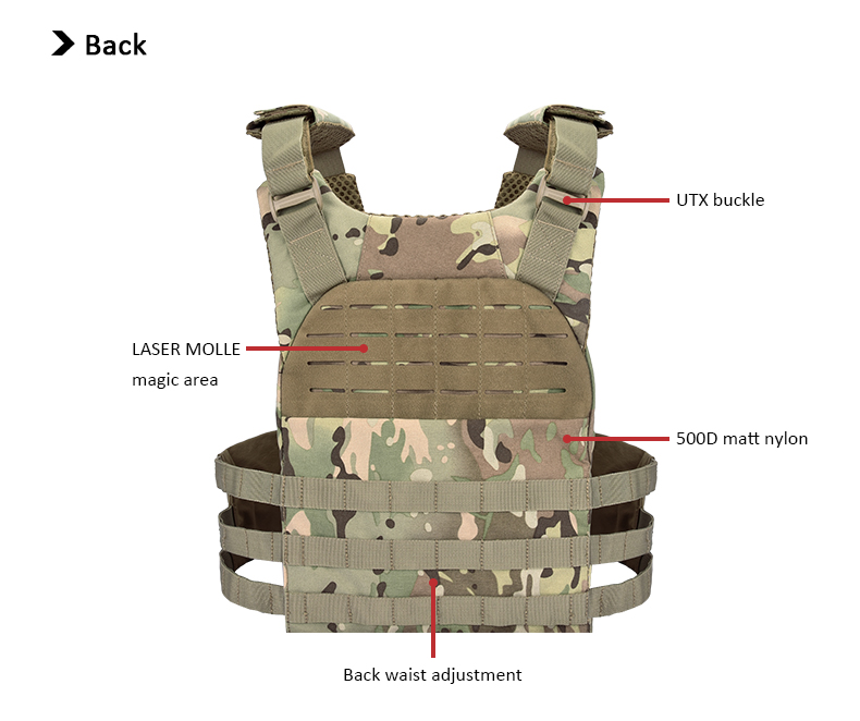 TIEXUEBING Outdoor Multi-functional Fitness Back Cover Weight-bearing Back Cover 500D Nylon UTX Buckles MOLLE System Arisoft Tactical Vest tiexuebing outdoor multi functional fitness back cover weight bearing back cover 500d nylon utx buckles molle system arisoft tactical vest