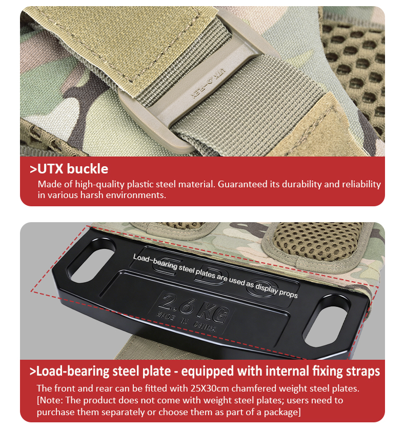 TIEXUEBING Outdoor Multi-functional Fitness Back Cover Weight-bearing Back Cover 500D Nylon UTX Buckles MOLLE System Arisoft Tactical Vest tiexuebing outdoor multi functional fitness back cover weight bearing back cover 500d nylon utx buckles molle system arisoft tactical vest