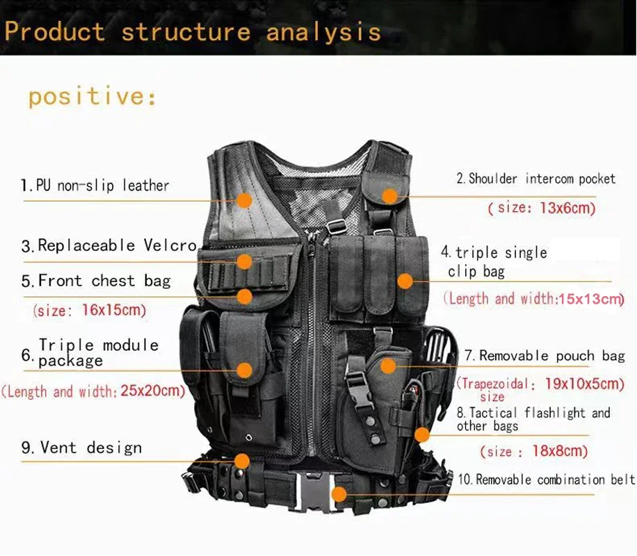 tiexuebing adjustable molle tactical vest combat body armor vests security guard hunting army outdoor cs war game airsoft training jacket
