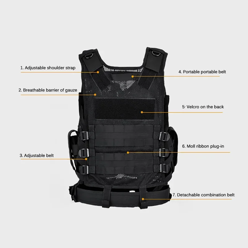 tiexuebing adjustable molle tactical vest combat body armor vests security guard hunting army outdoor cs war game airsoft training jacket