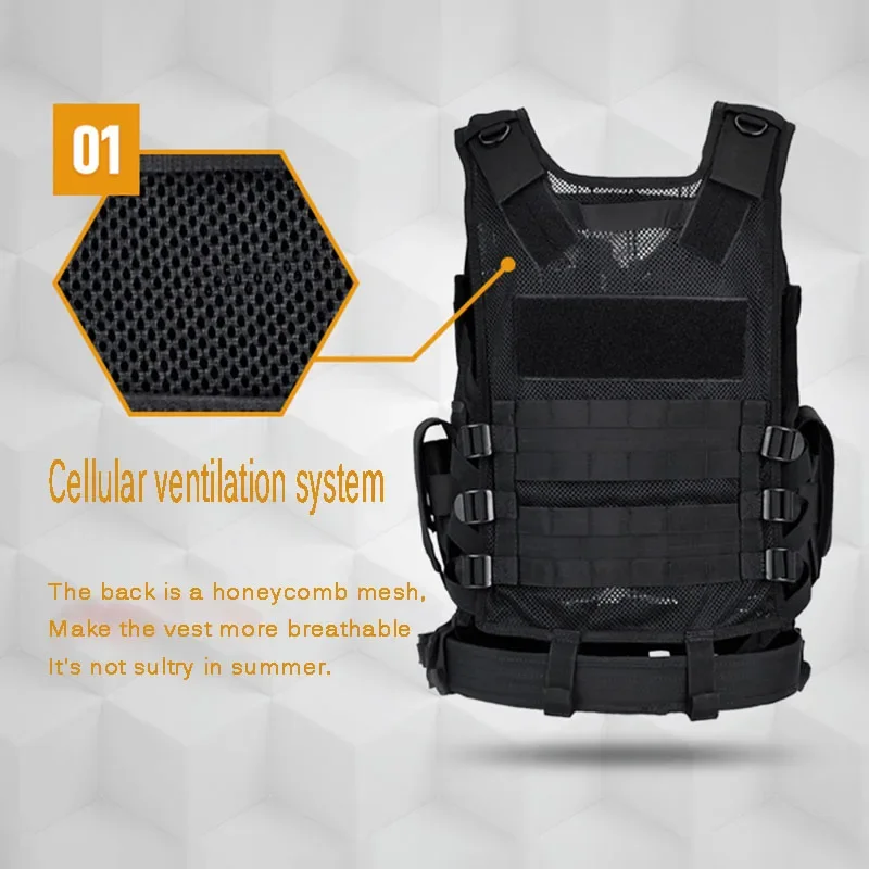 tiexuebing adjustable molle tactical vest combat body armor vests security guard hunting army outdoor cs war game airsoft training jacket