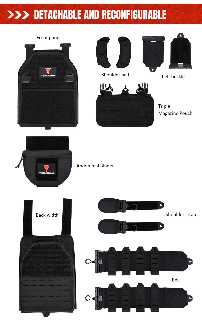 TIEXUEBING Outdoor Multi-functional 1000D Laser Molle Quick-Release 6094 Tactical Vest with Complete Set of Accessories Pouch auto draft