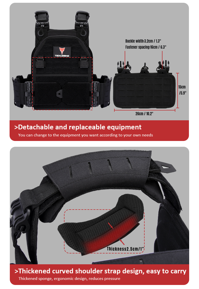 TIEXUEBING Outdoor Multi-functional 1000D Laser Molle Quick-Release 6094 Tactical Vest with Complete Set of Accessories Pouch auto draft