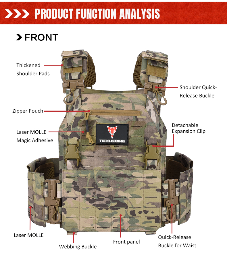 tiexuebing tactical training vest with molle system adjustable strap quick release buckle for hunting plate carrier arisoft vest